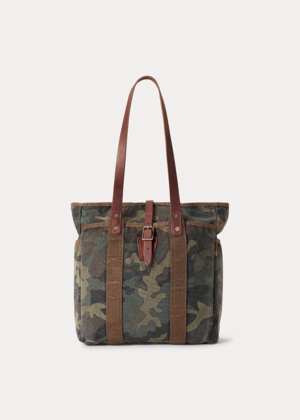 Bolsos De Mano Polo Ralph Lauren Hombre Verde Oliva - Camouflage Cotton Canvas - CTLEH0928